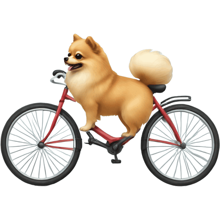 Pomeranian riding a bicycle emoji