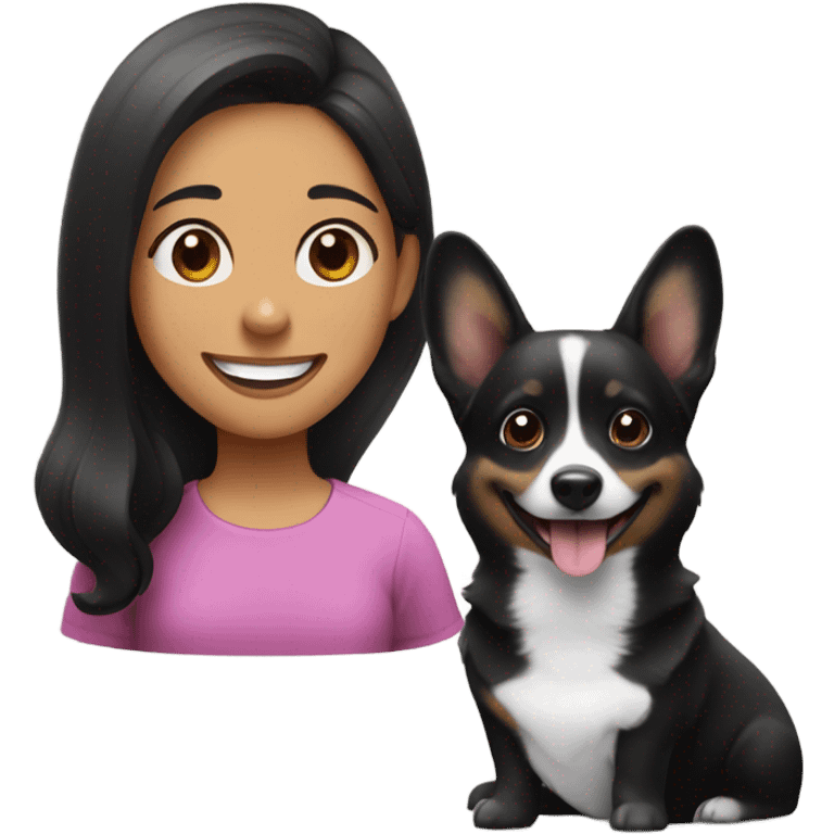 Black Corgi next to spanish smiling girl emoji