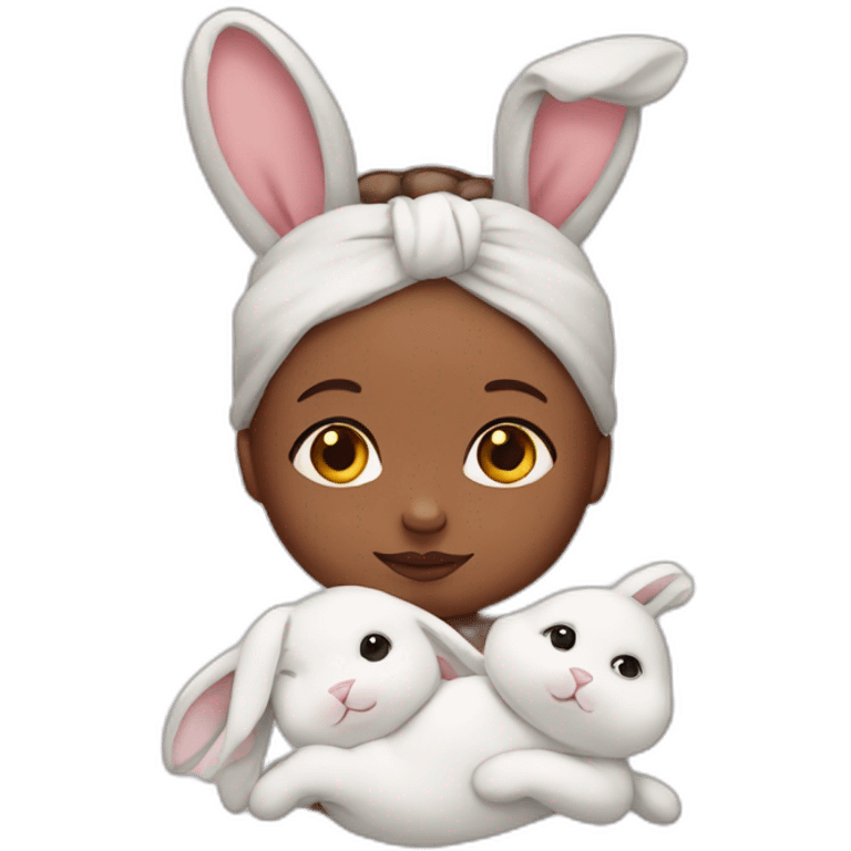 Newborn with bunny headband emoji