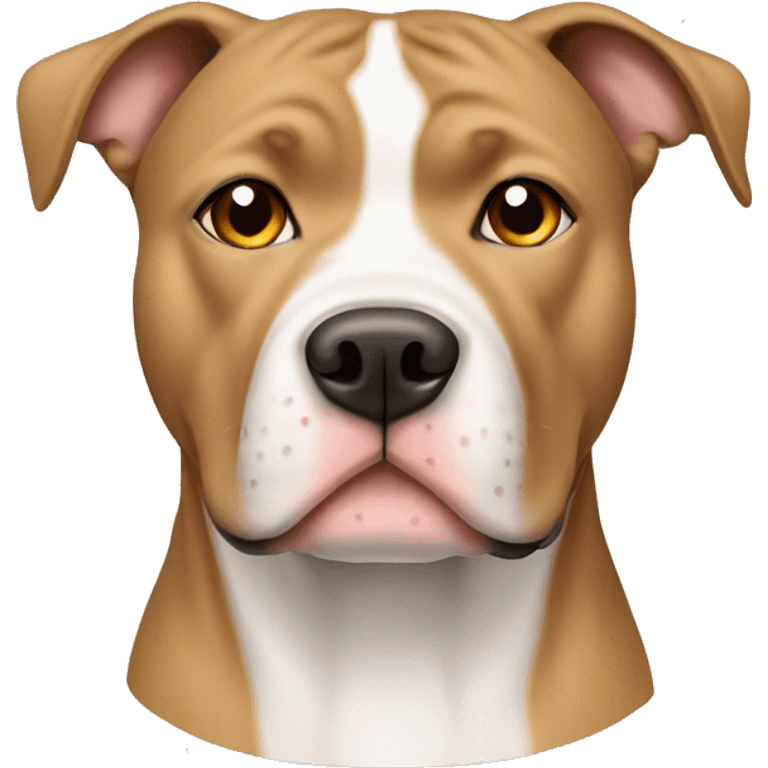 Tan and white American Staffordshire face emoji