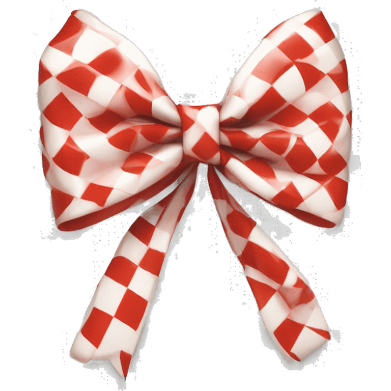 white bow in red checkered pattern emoji