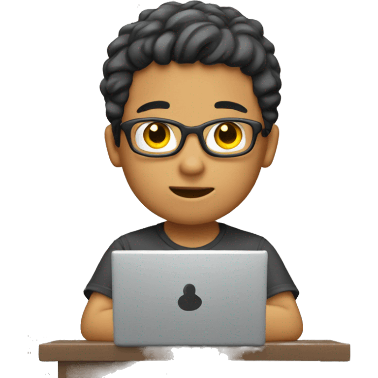 a boy who use a  computer emoji