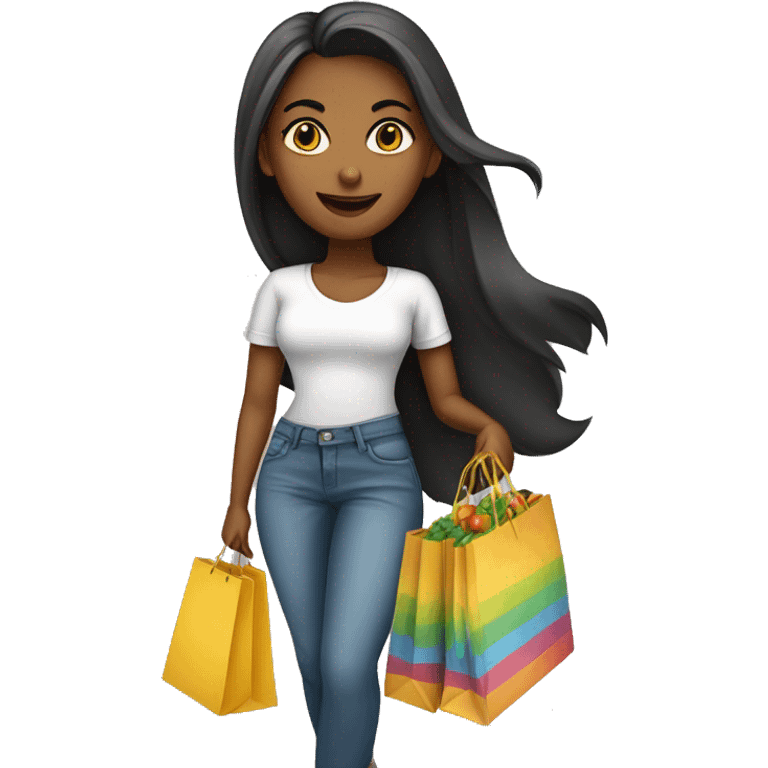 mulher loira com sacolas de compras emoji