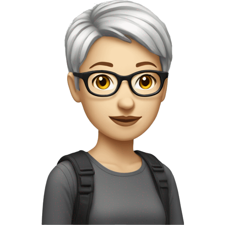 product designer female short hair glasses pale emoji