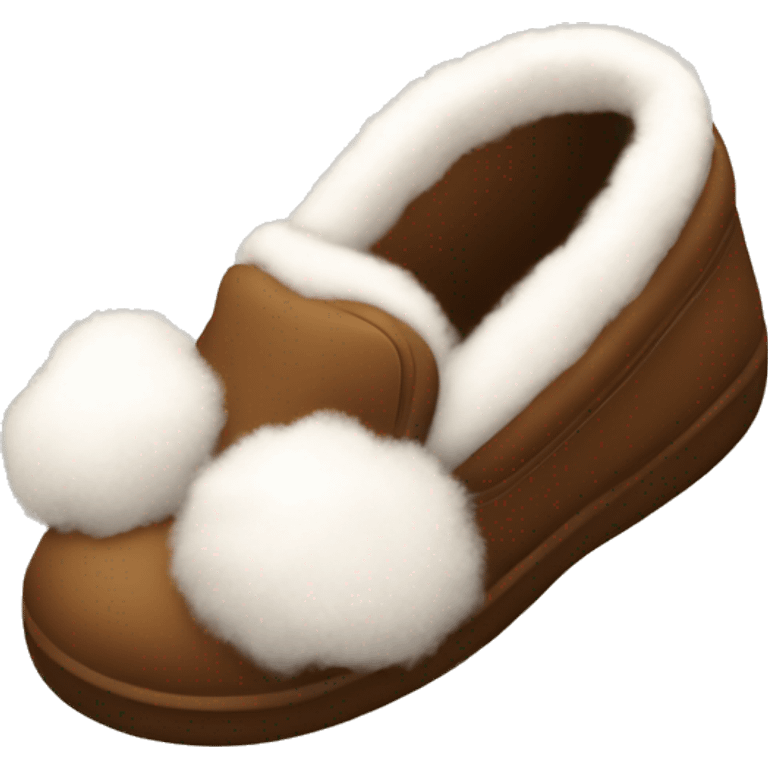 winter slippers brown with fluff around them emoji