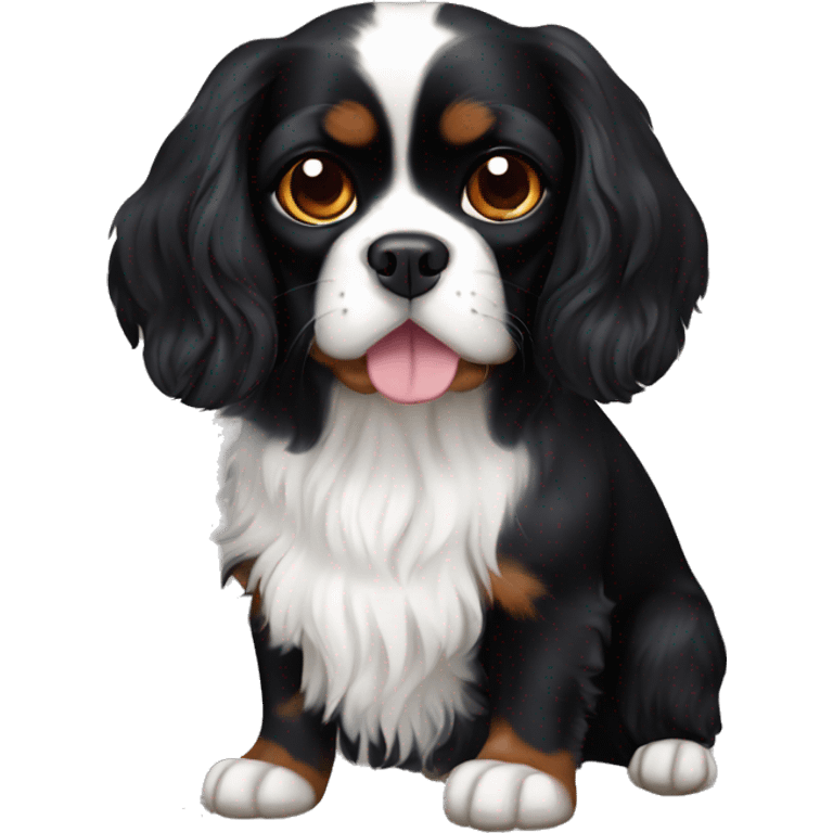 Completely black Cavalier King Charles spaniel emoji