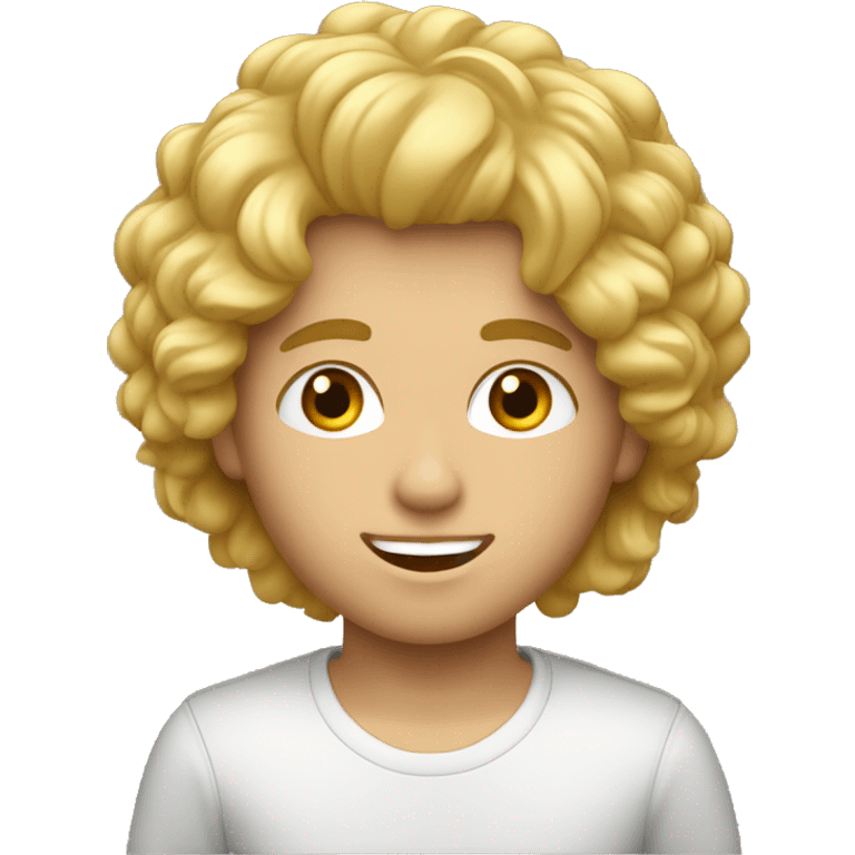 Garçon cheveux bouclée blond avec des yeux marron emoji