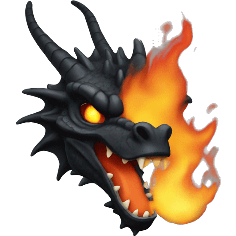 black dragon head breathing fire emoji