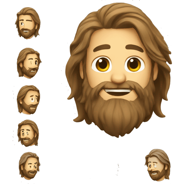 A guy with long hair and beard flipping his hair emoji