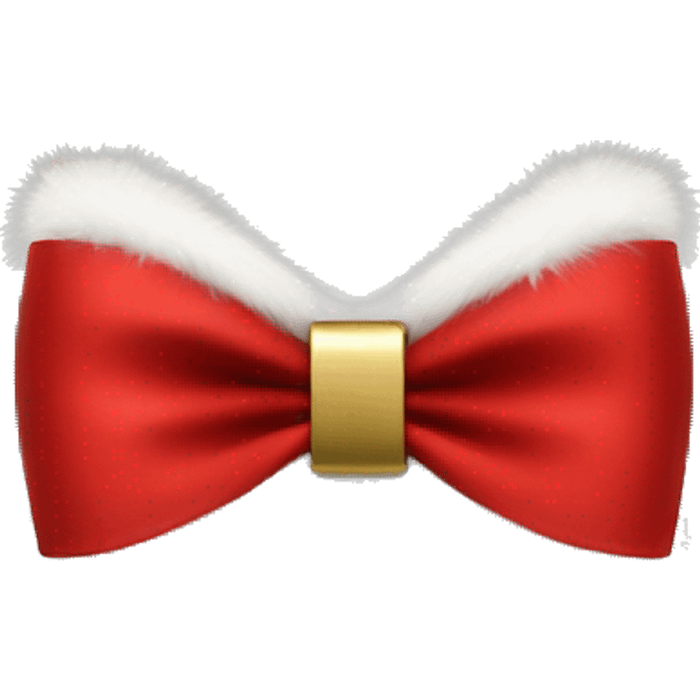 Red Christmas bow lined with white fur with black belt and gold buckle in the middle of it. emoji