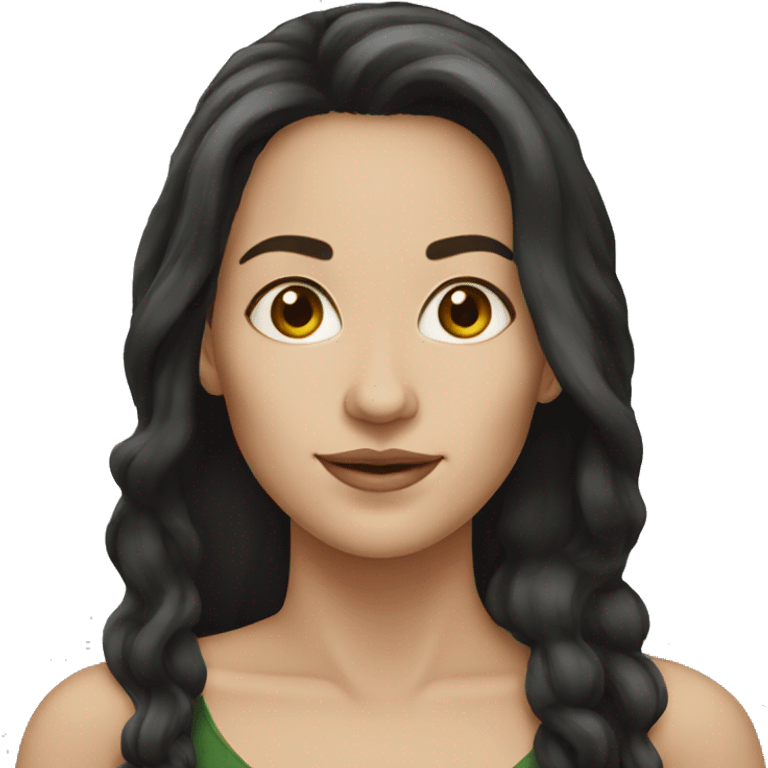 White woman 40 years old long dark hair emoji