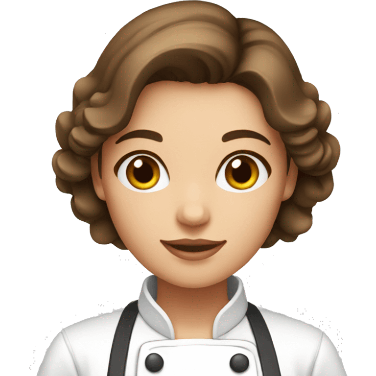 Female chef with brown hair and hazel eyes emoji