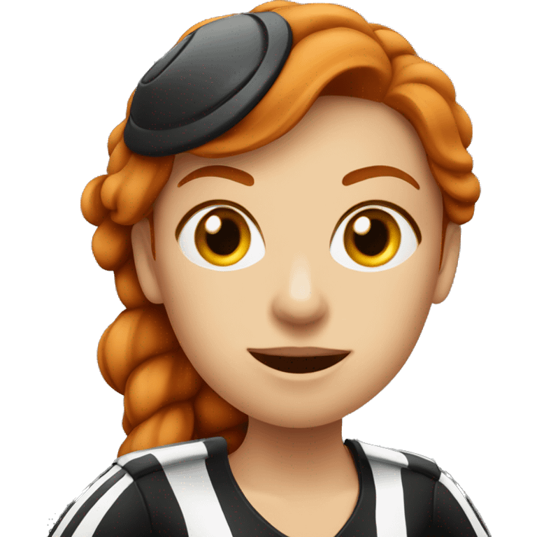 redhead female referee with whistle emoji