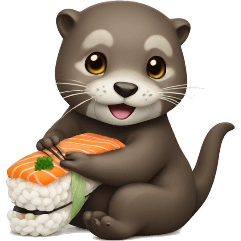 otter eating sushi emoji