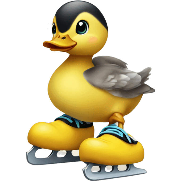 A baby duck wearing figure skates  emoji