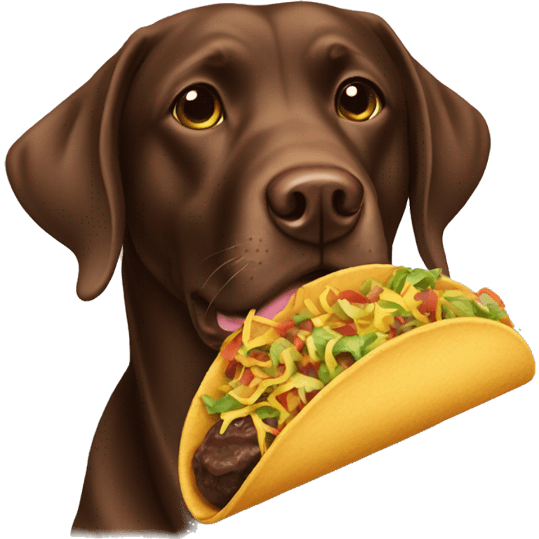 Chocolate lab with a taco emoji