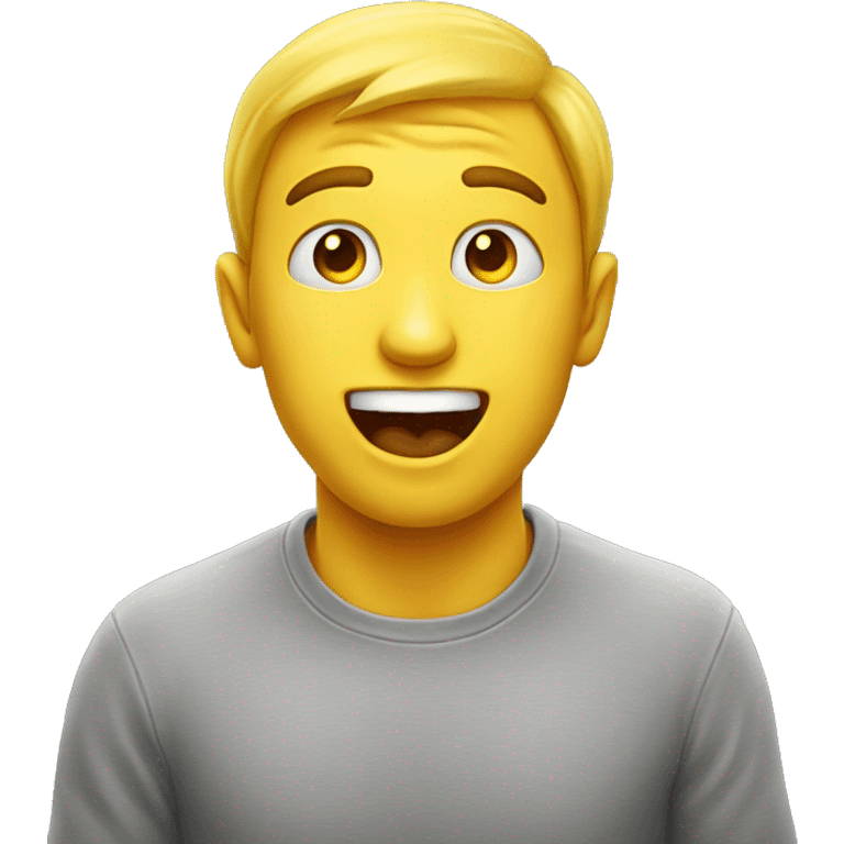 A yellow, round-headed emoji that is drooling and its eyes are wide open with surprise and happiness. emoji