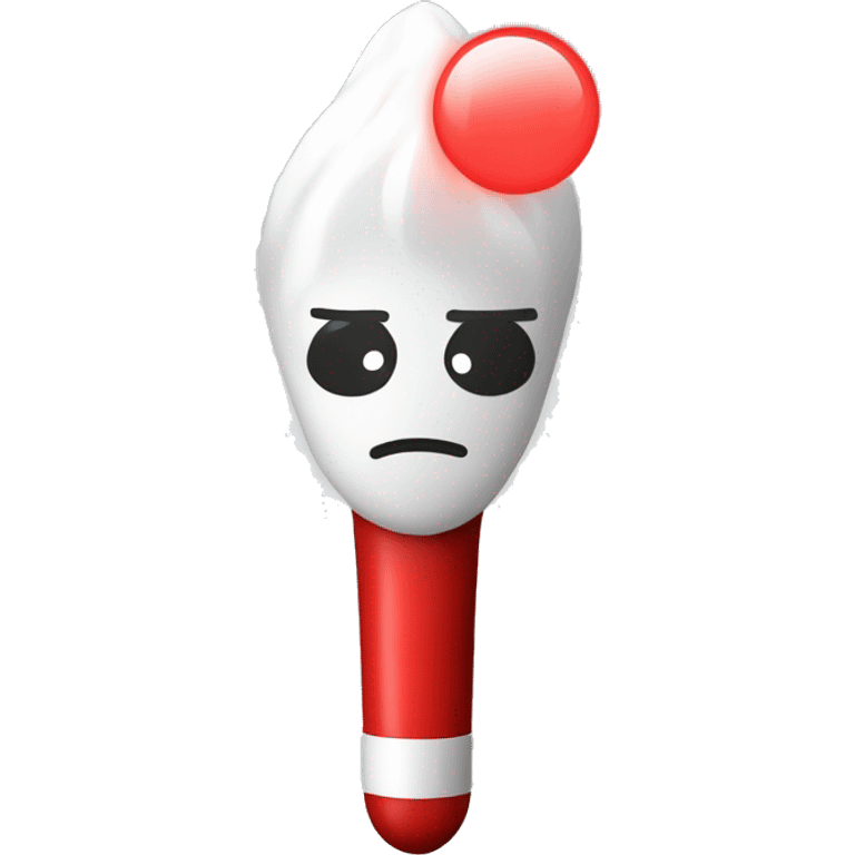 A red K-pop lightstick with FLARE in white emoji