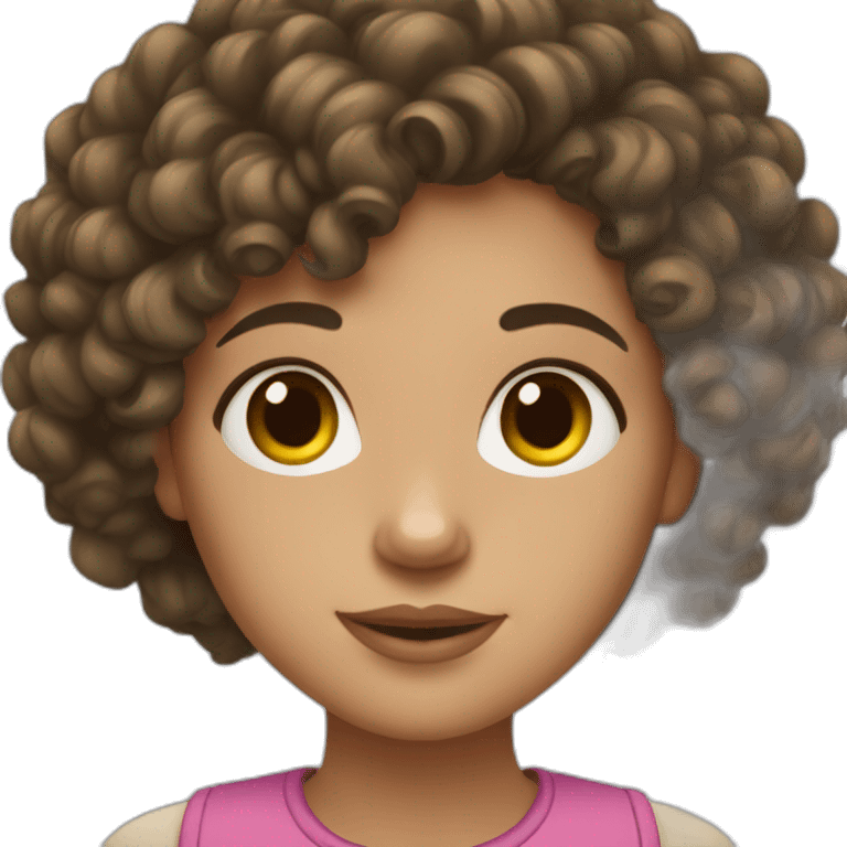 brunnette girl with curly hair emoji