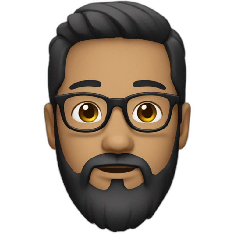 designer with black hair, black specs, black beard, light brown skin, oval face emoji