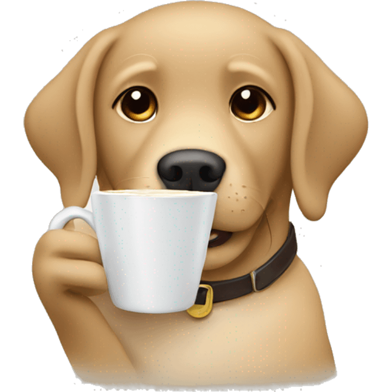 Labrador retriever drinking coffee emoji