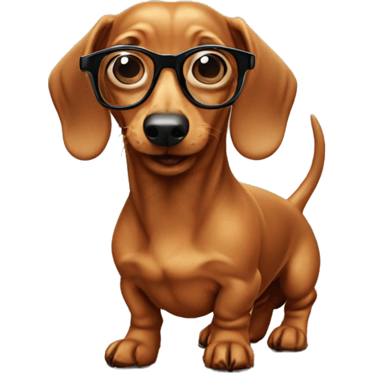 Tiny dachshund wearing glasses farting  emoji