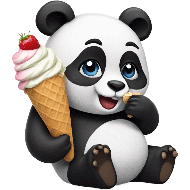 Panda eating ice cream emoji