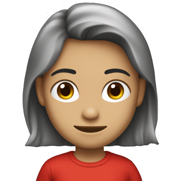 morocha de tez blanca y remera roja emoji