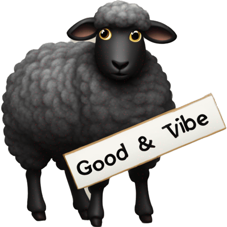 Black sheep holding sign saying “GOOD VIBE TRIBE” sign emoji