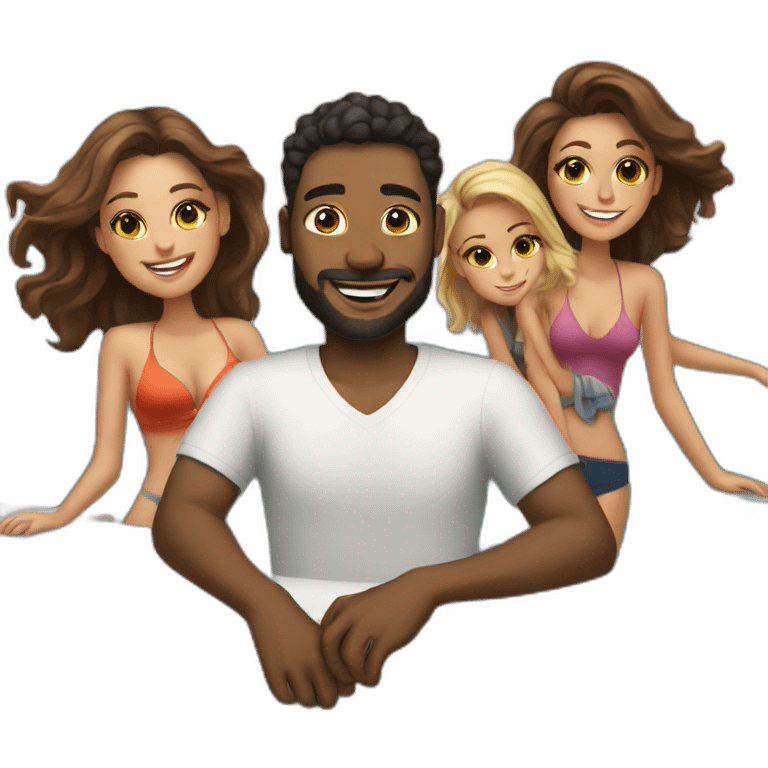 guy on a yacht with multiple girls emoji