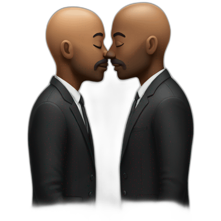 two black bald men kissing emoji