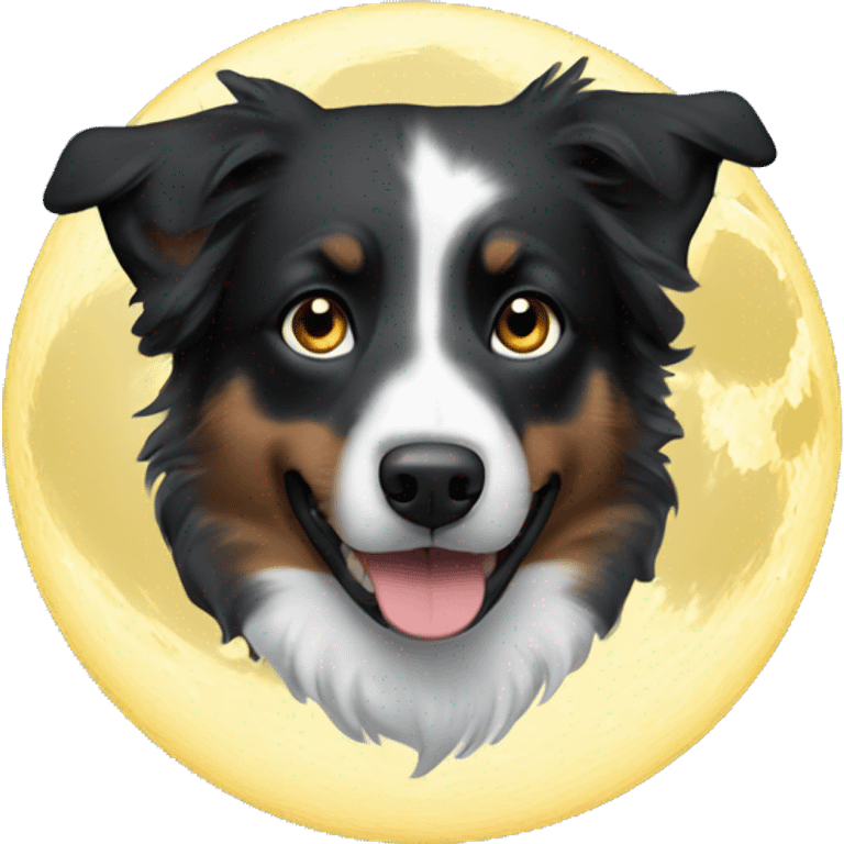 Moon with Small black australian shepherd dog emoji