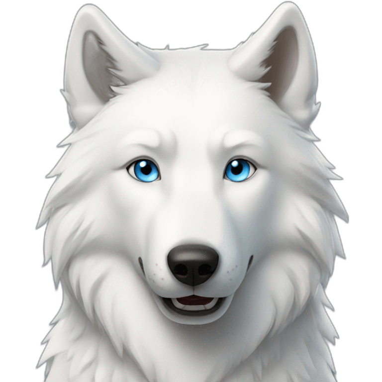 Happy White Wolf blue eyes short hairs emoji