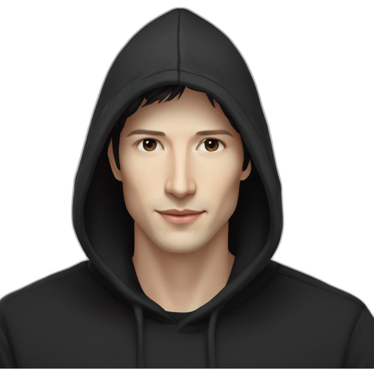 Pavel Durov in black hoodie emoji