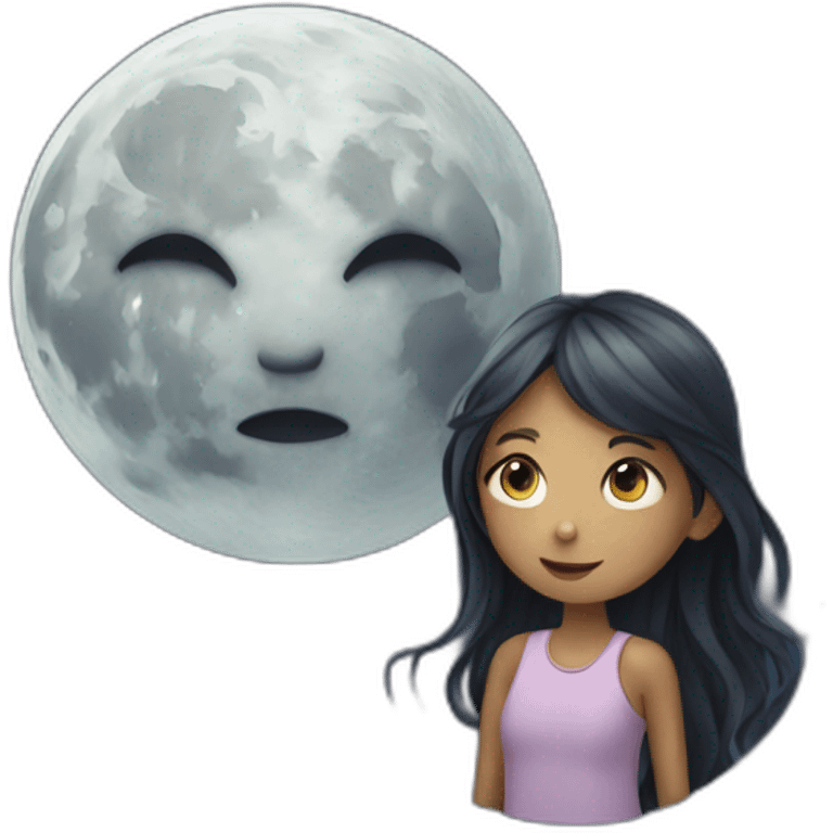 Moon with girl emoji