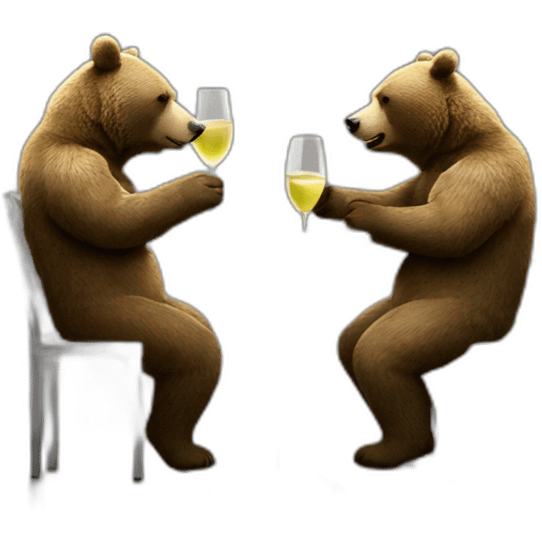 two bears drinking white wine metal table emoji