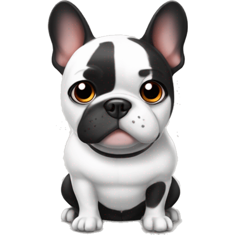 Black & white frenchie with baymax costume emoji