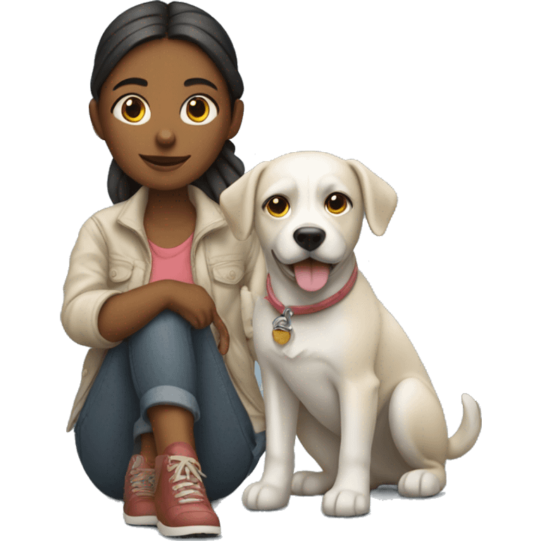 girl with dog by car emoji