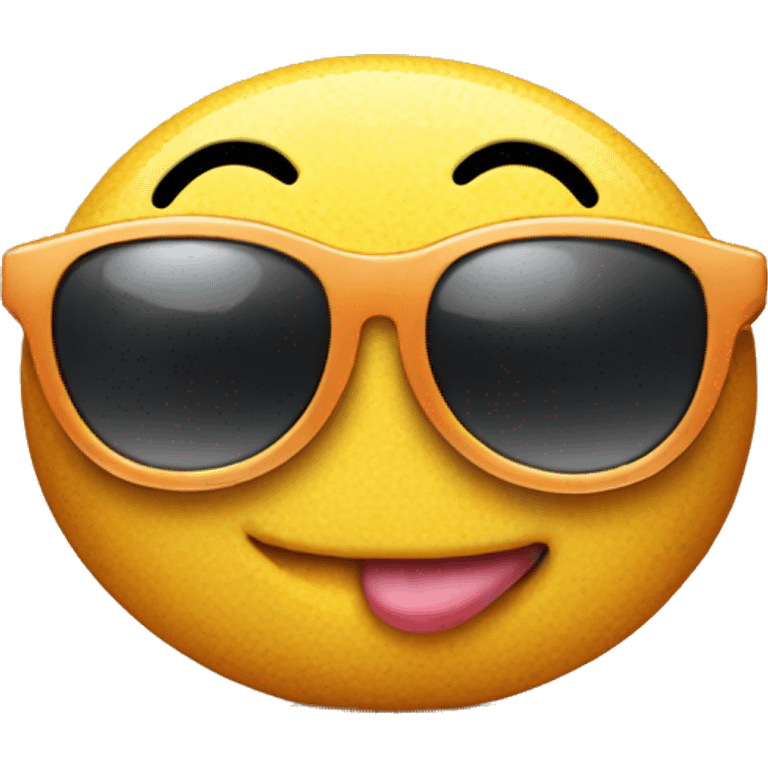 Smiley face wearing sunglasses, making yum with the tongue emoji