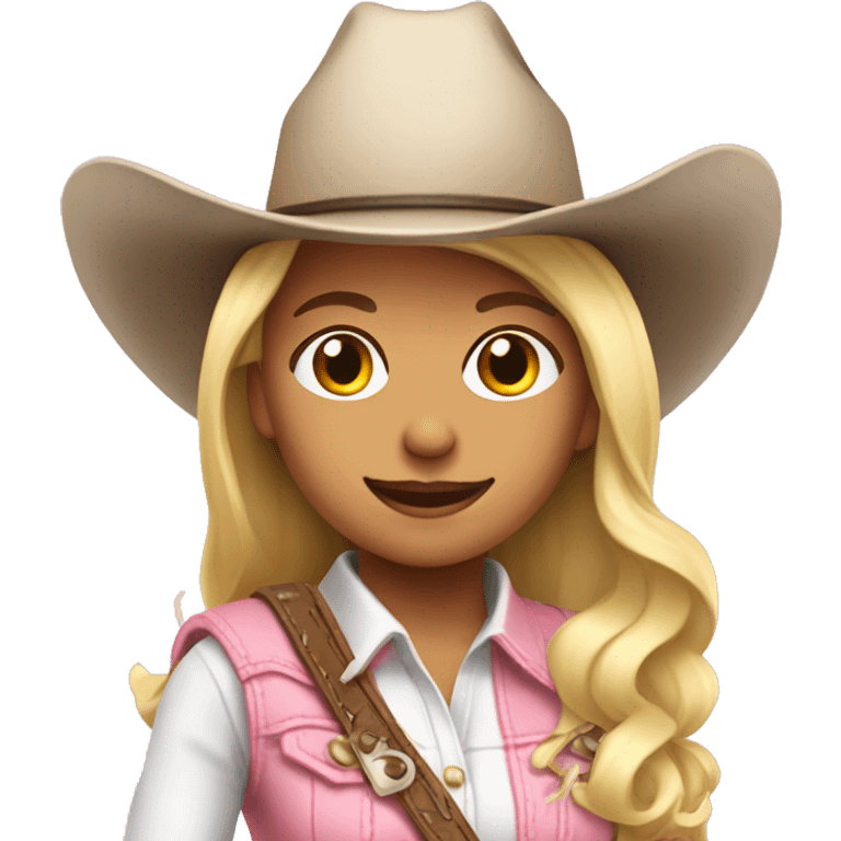 blonde cowgirl with light pink cowboy hat emoji