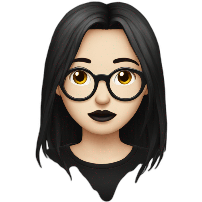 Crying-goth-girl-dark-hair-with-glasses-black-tshirt emoji