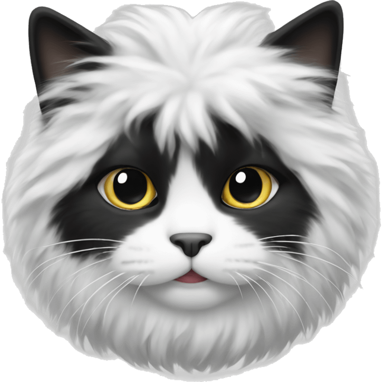 Black and white fluffy cat emoji