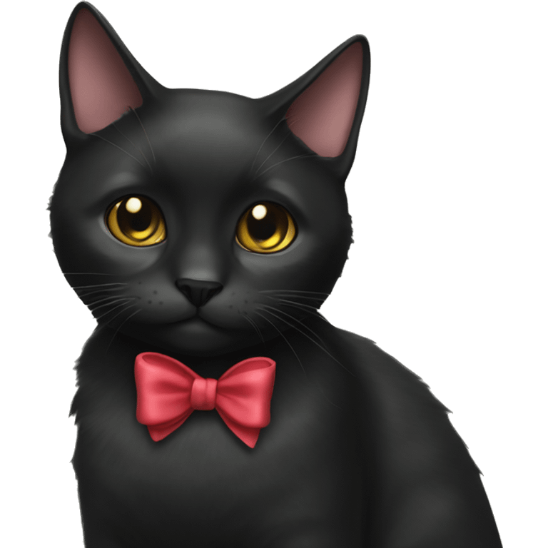 Black cat with a bow  emoji