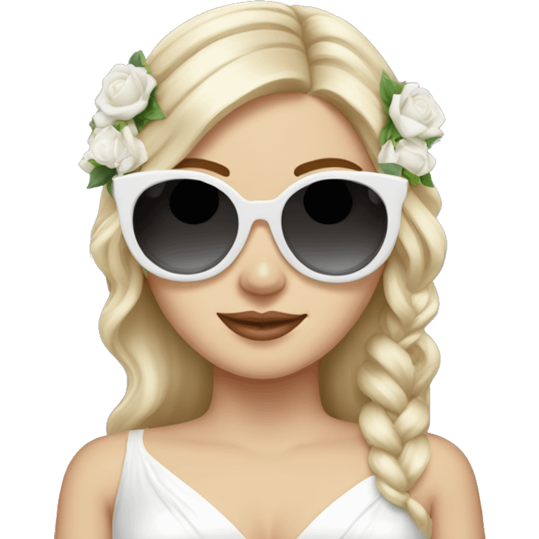 White girl as a bride wearing sunglasses and headphones emoji