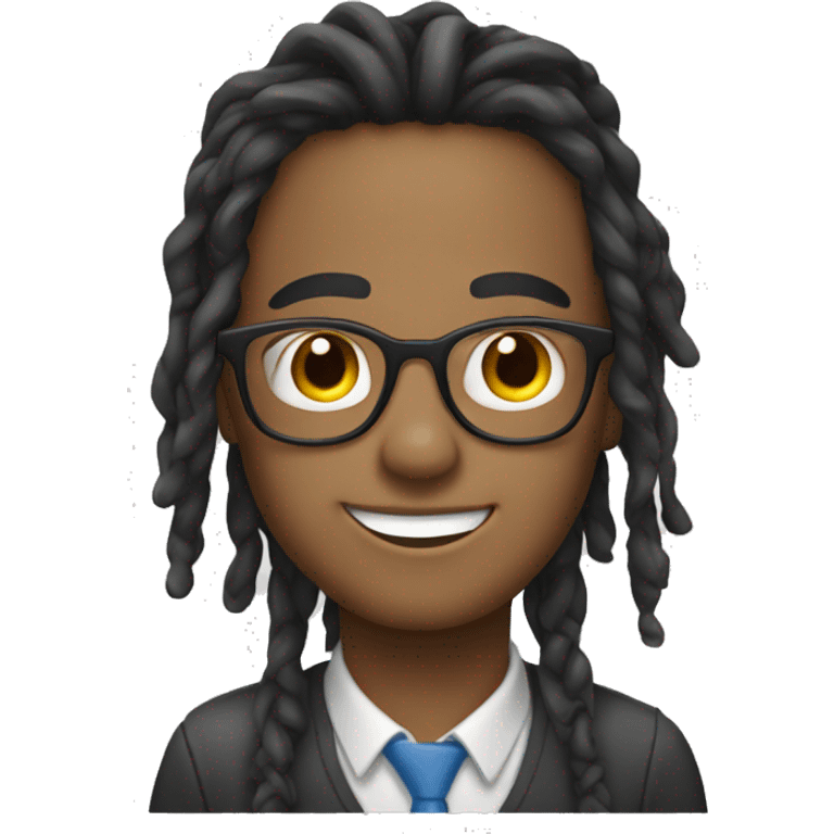 create an emoji that looks like a 15 year old boy from venezuela with medium locs and eyeglasses emoji