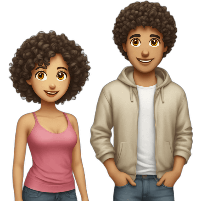 middle eastern curly boy and whitr curly girl dating emoji