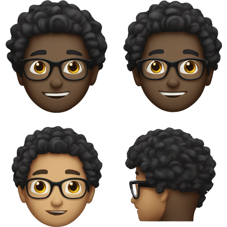 boy curly black hair glasses emoji