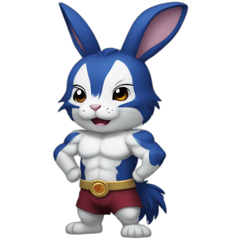 Muscular Anthro white rabbit with dark blue hair emoji