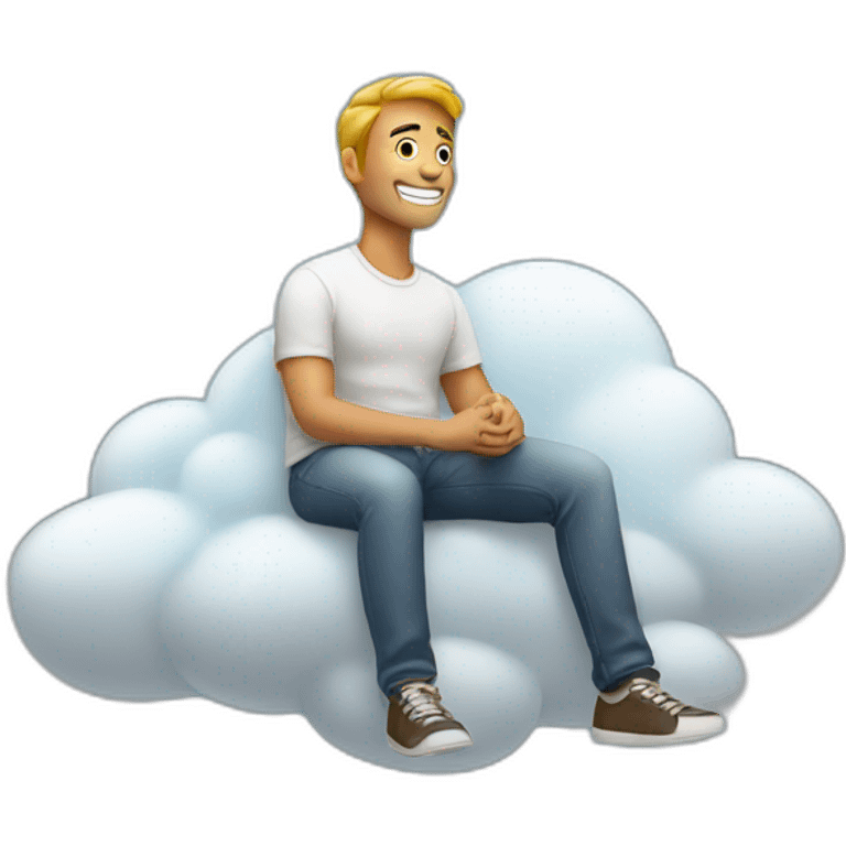 Man sitting on cloud emoji