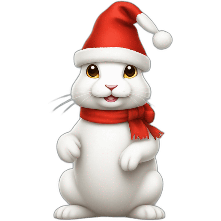 christmas white rabbit in red hat full body emoji